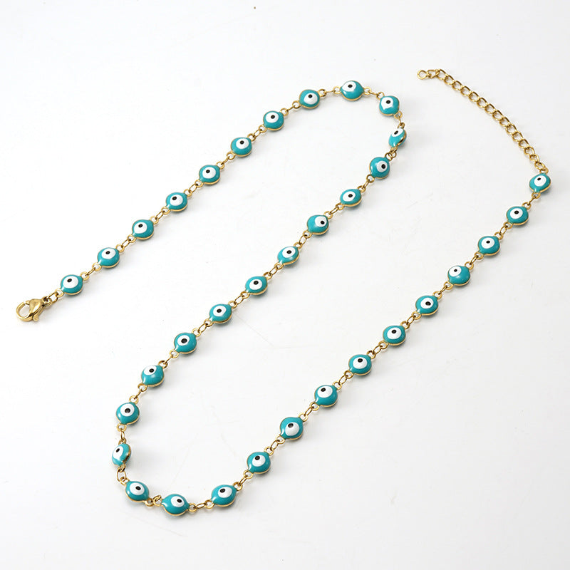 Wholesale 18K Stainless Steel Bohemian Color Block Necklace OLY-NE-ZY003